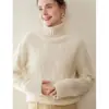 Suéter de Punto Grueso Suave Adelgazante de Color Sólido Holgado de Tres Hilos de Cachemir Base de Punto Amigable con la Piel para Mujer