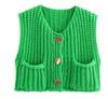 Transfronterizo 2024 Primavera y Otoño Nuevo Amazon Transfronterizo Europa y América Sin Mangas Corto de Punto Cárdigan Moda Chaleco Camisa Espalda