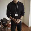 Suéter de Punto Trenzado de Color Puro de Alta Gama para Hombre con Cuello Polo Cálido Camisa de Punto para Otoño e Invierno Nueva Capa Base para Hombre