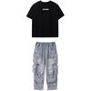 Ropa de moda para niños de hip-hop, pantalones vaqueros holgados de marca de moda con bolsillos, traje para niños y niñas de hip-hop, ropa de actuación de baile de hip-hop.