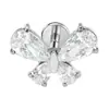 Brincos de Liga de Titânio F136 Gota de Água Borboleta Zircônia Piercings Labiais com Rosca Interna Joias para Piercing de Titânio G23 Brincos Deslumbrantes