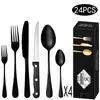 Amazon 1010 Juego de Cubiertos para Bistec de Acero Inoxidable, Tenedor y Cuchara de 24/48 Piezas Juego de Cubiertos para Hotel Transfronterizo Juego de Vajilla Estilo Occidental