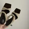 Primeiro encontro: Sandálias de camurça estilo francês, sexy, para mulheres, perfeitas para o verão, combinadas com saias e saltos altos, apresentando estampa de leopardo e design de bico aberto