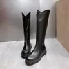 Botas de Cano Alto Estilo Francês Outono e Inverno 2026 Estilo Maduro para o Trabalho Bico Fino Salto Bloco Botas Longas para Mulheres Sola Grossa Cano Alto Sola Macia Estilo Europeu e Americano