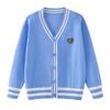 Suéter cárdigan de color bloqueado estilo academia para niños, chaqueta de primavera y otoño para niños mayores, tejido para niños, venta al por mayor, suministro transfronterizo