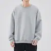 Sudadera Pesada de Color Sólido Estilo Americano para Hombre, Forrada de Polar para Otoño e Invierno, Marca de Moda, Blanca, Holgada, Casual, Sin Capucha