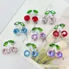 Nuevas Cuentas Sueltas de Aleación de Doble Cara Tridimensional con Cereza y Pedrería, Agujero Recto, Accesorios para Joyería con Cuentas para Cadena de Teléfono Llavero DIY