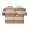Camiseta de Punto Holgada Transpirable con Rayas de Bloques de Color Huecas Estilo Old Money, Nuevo Top Casual Suelto de Verano