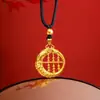 Bolsa da Sorte Popular Vietnamita Cor de Ouro Areia Pingente de Flor Rica Corrente para Clavícula Colar Coração Rosa Colar de Trevo Banhado a Ouro Cobre