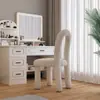 Taburete de Lana de Cordero Color Crema Estilo Sencillo Personalizado por el Fabricante para Dormitorio del Hogar Silla de Maquillaje con Respaldo Estilo de Silla Moderna Silla de Comedor