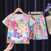 Pijama Infantil Transfronterizo Verano Manga Corta Tallas Mediana y Grande Niños Niños Ropa de Casa Niñas Bebé Dibujos Animados Traje de Capibara