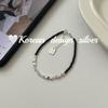 Diseño Nicho Coreano Estilo Simple Joyería Hecha a Mano Pulsera de Plata de Ley S925 Ónice Negro Plata Triturada Apilable Ins Sensación de Alta Gama