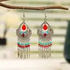 Joyería Daisy 12 Colores Piezas Metálicas Pequeñas en Forma de Abanico Pendientes Vintage Estilo Étnico Pendientes Largos Multicapa Joyería de Yunnan