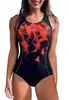 Traje de baño de una pieza estilo carreras europeo y americano 2026, color liso con diseño estampado, espalda descubierta, traje de baño de tirantes dobles Amazon