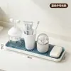 Bandeja de Armazenamento para Banheiro Bnbs Bandeja de Armazenamento com Drenagem Porta-Copos para Pia de Banheiro Organizador de Cosméticos