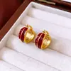Aretes de clip para la oreja con gota de aceite, degradado retro, redondos, estilo vintage de lujo ligero, diseño simple y versátil, joyería para la oreja