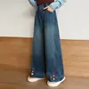 Jeans de primavera e outono para meninas 2026 novo jeans casual de perna reta estilo coreano com botões coloridos para crianças mais velhas