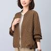 Casaco Curto Feminino 2024 Novo Primavera e Outono Mãe de Meia-idade Cardigan com Zíper Outono Bordado Top Solto Manga Curta