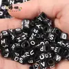 4 6 7 10 mm cuentas sueltas acrílicas cuentas con letras en inglés cuentas planas hechas a mano diy accesorios de joyería con cuentas pulsera