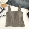 Camiseta pequeña de algodón puro en forma de I con espalda hermosa, sencilla, de banda ancha, interior refrescante, de una pieza, ajustada, con almohadilla para el pecho para mujer