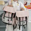 Mochila Versátil Japonesa para Mujer Bloques de Color Ligera Mochila con Personalidad Moderna Casual para Viajes Cotidianos Linda Ins Bolsa para Estudiante Universitario
