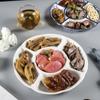 Plato de salmuera, plato de restaurante de hotel, plato de aperitivos de frutos secos, plato de rejilla, rejilla múltiple, cinco rejillas de cerámica azul y azul
