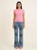 Jeans Feminino Moda Europeia e Americana Cruzamento de Fronteiras Venda Quente Design de Moda Corte Solto Estampa Padrão Barra Reta Afinando