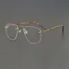 Gafas Graduadas Linde Serie Mismo Estilo Personalizadas Sin Marco Sin Tornillos Ultra-Ligeras de Titanio Puro Moda Carey con Protección contra Luz Azul