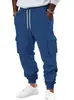 Calça casual de trabalho masculina transfronteiriça com cordão na cintura elástica, calça esportiva estilo novo europeu e americano da Amazon com múltiplos bolsos e corte slim