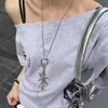 Colar Coração Flor Estrela Design de Nicho Feminino Corrente Longa para Clavícula Acessórios com Pingente Corrente para Pescoço Halter Y2K