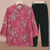 Camisas Finas de Primavera e Outono para Idosas da Vovó, Conjuntos Femininos de Verão com Manga Três Quartos, Roupas de Outono para Meia-Idade e Idosos