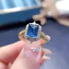 Anillo Popular de Topacio Natural al por Mayor de Fábrica Plata S925 Incrustado Piedra Principal 6*8 Joyería de Lujo Venta Directa de Fábrica