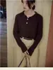 Elegantes Tops de Punto con Solapa para Mujer, Moda Profesional, Otoño e Invierno, Nuevo, 100% Lana Pura, Jersey de Punto, Camiseta Interior