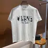 100% algodão, com estampa de letras Vano transfronteiriça, modelagem solta, gola redonda, manga curta, unissex, estilo verão, por Warren Tian N