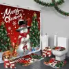 Amazon Vacaciones Invierno Navidad Escena de Nieve Estampado de Muñeco de Nieve Cortina de Ducha Juego de Alfombrillas de Baño de Cuatro Piezas Cortina de Ducha Impermeable de Poliéster