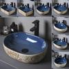 Lavabo de encimera vintage pequeño ovalado de cerámica lavabo balcón arte creativo lavabo salón de té inodoro piscina
