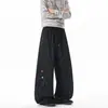 Calça Esportiva Casual Plus Size Bordada Masculina Tamanho Grande Retro Outono Marca da Moda Tie-Dye Tamanho Americano Solta Reta Perna Larga