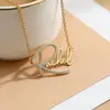 Collar con Nombre Personalizado de Diamantes de Puntos para Mujer DIY Diamante Inicial en Inglés Collar Joyería de Acero Inoxidable Chapado en Oro