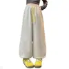 Pantalones de chándal con forro polar para niñas (niñas de primaria y mayores), Ropa deportiva súper linda para otoño/invierno, Pantalones jogger de una pieza con forro polar elegantes para niños con puños en los tobillos