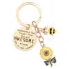 Llavero de Acero Inoxidable para Mujer Trabajo Inspirador Girasol Llavero Cadena de Llavero Jubilación Abeja Bolso Cadena de Bolso