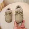 Zapatos de Algodón Estilo Coreano para Niñas Invierno 2025 Zapatos Birkenstock para Niños con Forro de Felpa, Zapatos de Princesa con Suelas Suaves, Mocasines Cálidos Modernos