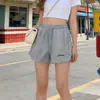 Calça Esportiva Feminina 2026 Verão Novo Estilo Solta Corrida Fitness Cintura Alta Bordada Perna Larga Emagrecedora Shorts Casuais