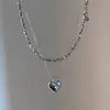 Dulce y Fresco Diseño de Nicho Colgante de Corazón Collar Apilado de Doble Capa para Mujer de Moda Ins Lujo Ligero Personalidad Cadena Simple para Suéter