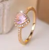 Anillo de Lujo Ligero con Forma de Corazón de Diamante Rosa, Anillo de Circonita Microincrustada, Estilo Femenino, Joyería de Diseño de Nicho Estilo Ins