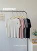 Playera de Manga Corta Suave de Lana Lyocell Tencel para Mujer Talla Pequeña Top con Lazo Metálico Verano Nuevo Camiseta Cómoda y Versátil