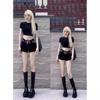 Shorts de mezclilla negros de tiro bajo estilo retro americano petite para mujer, estilo nuevo de verano, chica hot, ajustados, adelgazantes, pantalones cortos hot que abrazan la cadera