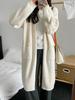 Suéter de estilo perezoso de longitud media para mujer, cárdigan de punto hasta la rodilla holgado, estilo coreano retro, para otoño e invierno
