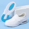Sapatos de Inverno para Enfermeiras Mulheres, Verão Couro Genuíno Sola Grossa Sola Macia Respirável Trabalho Profissional Médico Sapatos Brancos com Amortecedor de Ar, Sapatos Pretos