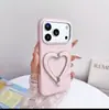 Soporte Líquido con Forma de Corazón Adecuado para Apple 17 Pro Max, Funda de Teléfono con Anillo Femenina con Lente de Diamante