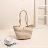 Suministro transfronterizo elegante bolso de hombro a rayas nuevo bolso tejido de algodón que combina con todo bolso de paja bolso de playa para vacaciones bolso de mujer